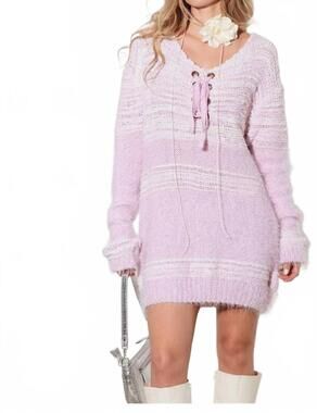 NEW THINKABLE christy tunic sweater dress in light pink